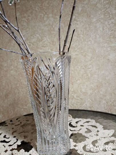 Ваза для цветов хрустальная высокая СССР