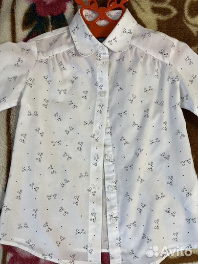 Блузки школьные для девочки (2 шт.), рост 122