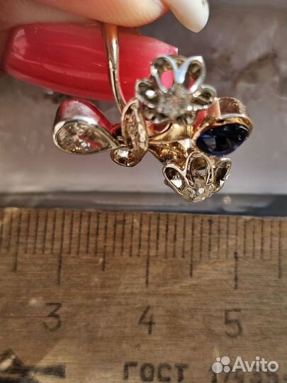Антикварное кольцо с бриллиантами 0.610 ct 4.18гр