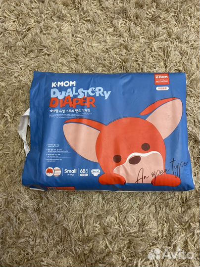Подгузники k-mom размера S 4-8кг