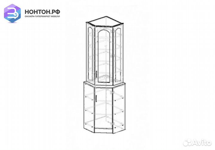Буфет Констанция угловой белый матовый / джинс