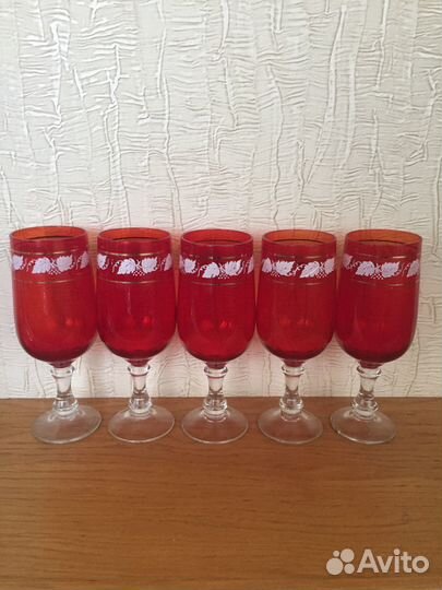 Винтажный набор фужеров(5 шт) Богемия