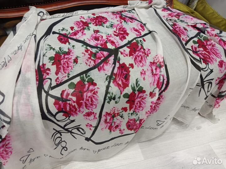 Огромный палантин 2.00х95см парео moscino хлопок