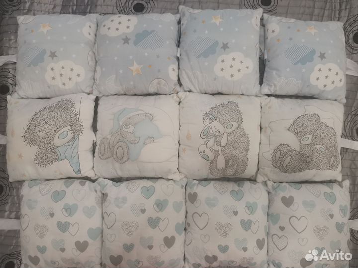 Бортики подушки в детскую кроватку Мишки Тедди