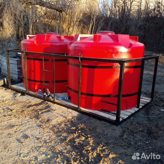 Ёмкость пластиковая под кас в обрешетке