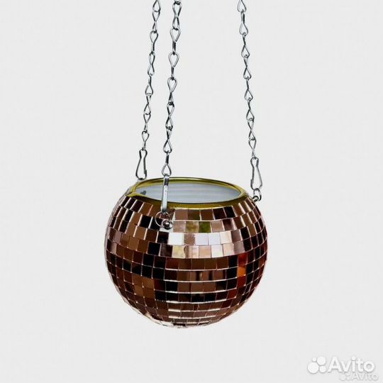 Кашпо из диско шара / кашпо из зеркальной мозаики