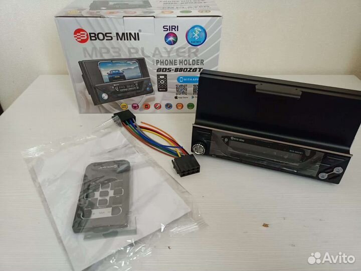 Автомагнитола Bos-Mini BT/Siri с держат. телефона