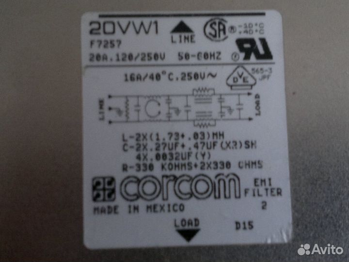 Сетевой фильтр Corcom 20VW1 usa 20A 250V
