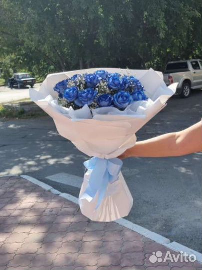 Букет из 25 синих роз