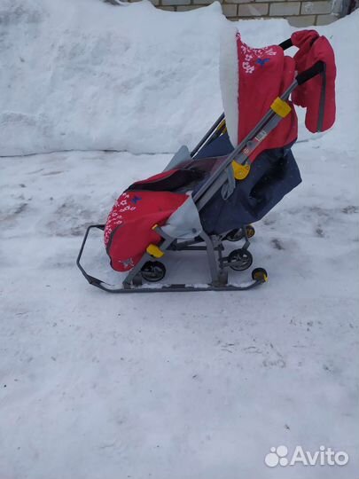 Детские санки коляска с колесами