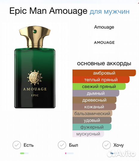 Amouage Epic Edp 2 мл оригинал новые пробники