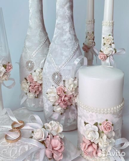 Свадебный набор бокалы, семейный очаг, чехлы