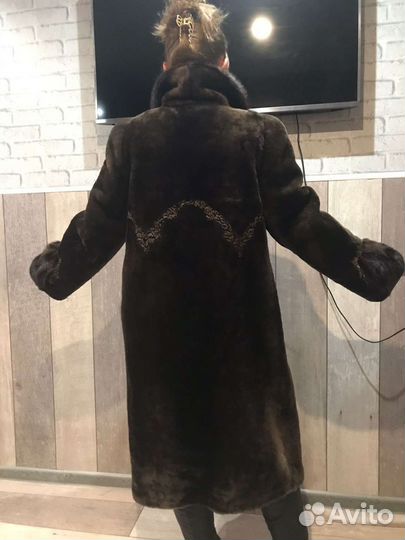 Шуба мутон с норкой