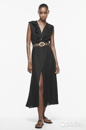 Льняное платье zara