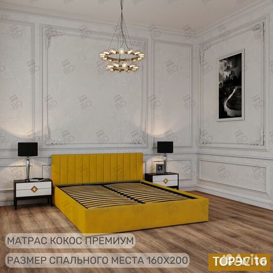 Кровать двуспальная с газлифтом и матрасом 160х200