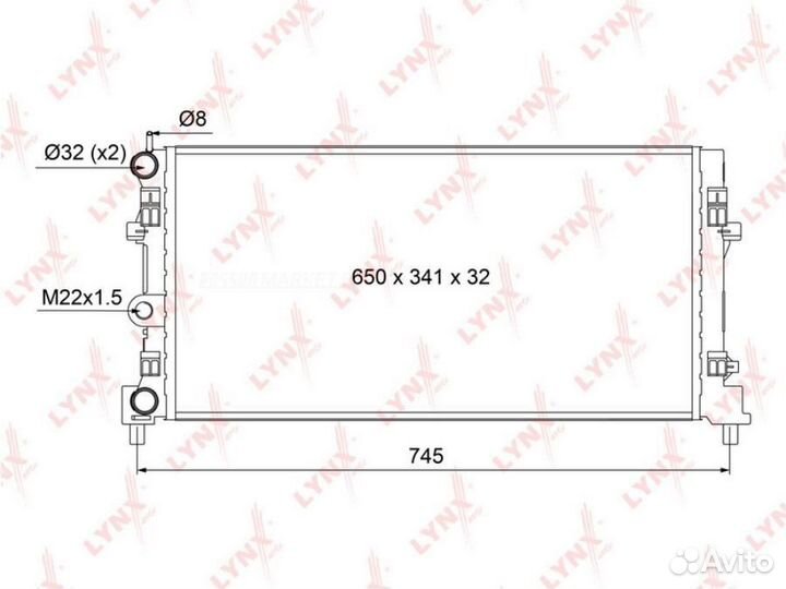 Lynxauto RM-1114 Радиатор охлаждения двигателя