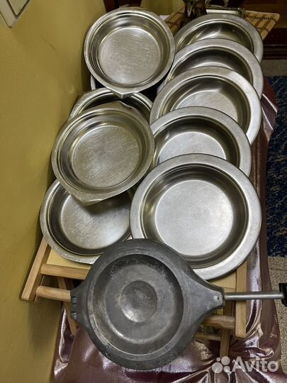 Орешница, тарелки нержавейка, набор кувшин+поднос