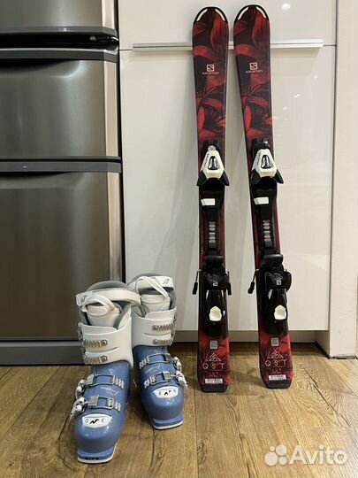Горные лыжи детские salomon 100 см с креплениями