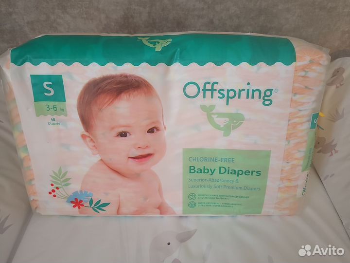 Подгузники offspring s 3- 6 кг