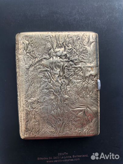 Портсигар серебряный, позолоченный