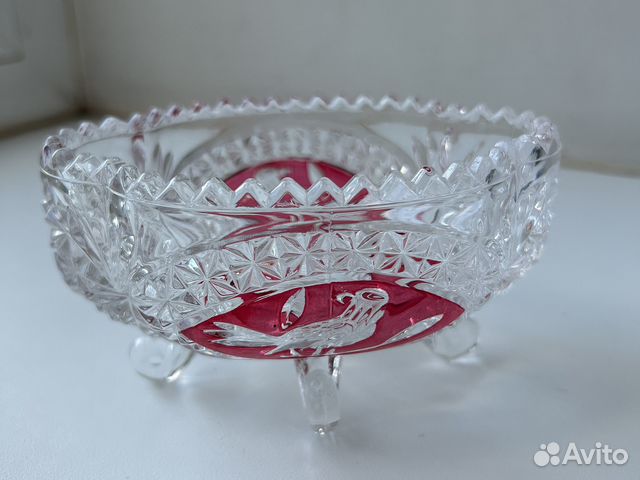 Ваза хрусталь Hofbauer, Red bird, Germany