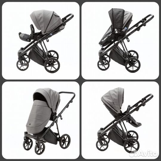 Коляска Adamex Belissa Deluxe 3 В 1 – серая кожа