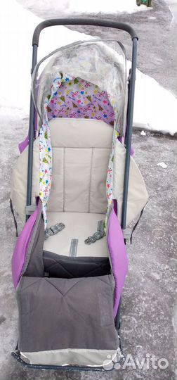 Детские санки коляска с колесами