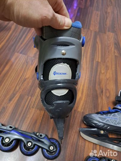 Коньки+ролики 2 в 1, раздвижные, р-р 34-38+защита