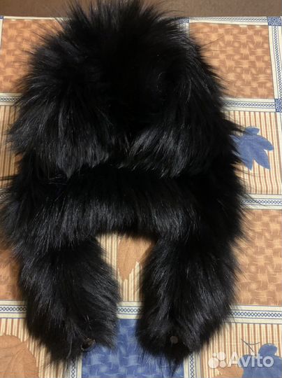 Шапка ушанка из чернобурки, двусторонняя