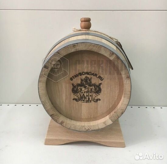 Бочка дубовая заливная, 5л (Очень сильный обжиг)