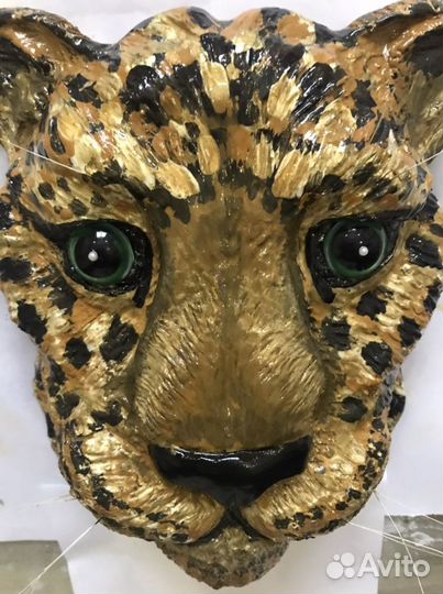 Панно на стену леопард гипс