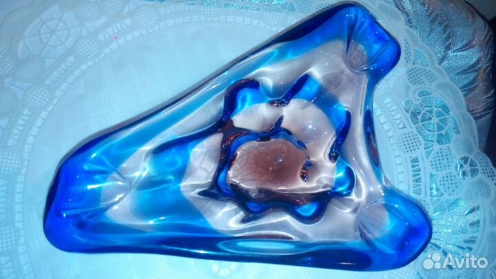 Пепельница. Богемское многоцветное стекло