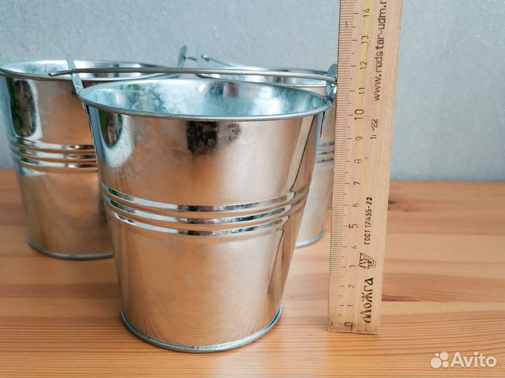 Интерьерные кашпо-оцинкованные ведёрки 3 шт