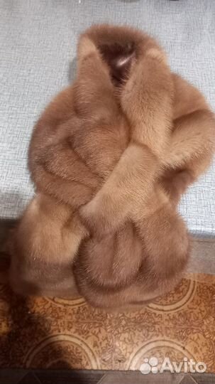 Шарф воротник из натуральной норки Золотистый орех