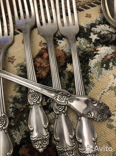Ложки чайные мельхиор серебряная роза