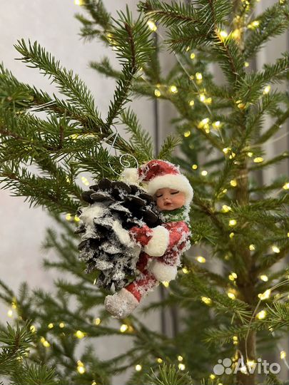 Елочная игрушка из ваты (спящий мальчик)