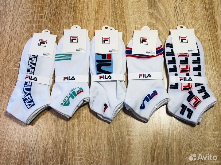 Носки женские Fila. 10 пар. Белые, короткие