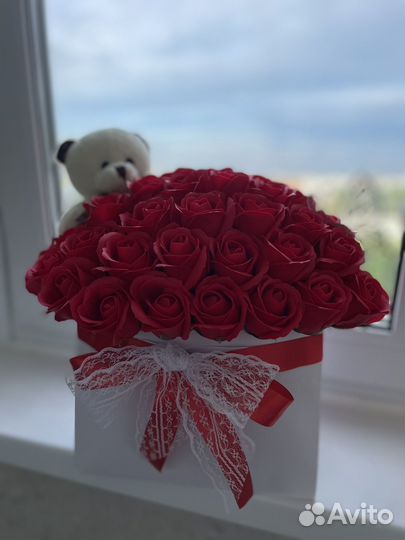 Букет роз 55 Мыльные розы Подарок