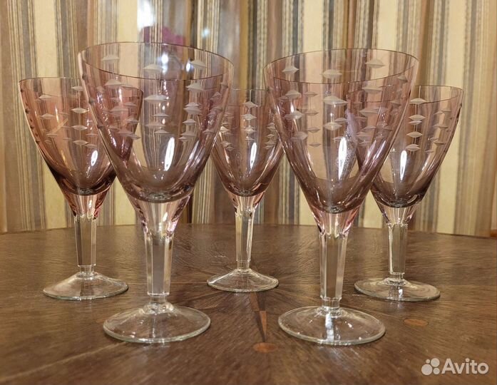 Фужеры и рюмки марганцевое стекло СССР