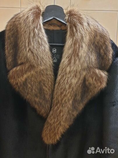 Шуба мужская из нерпы и енота