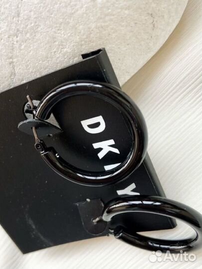 Новые серьги Dkny черные кольца оригинал