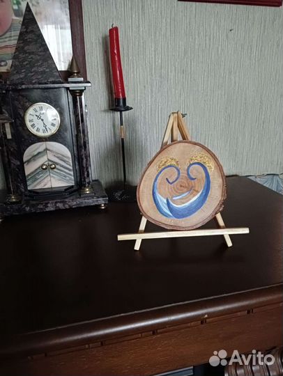 Рисунок на спиле берёзы с мини-мольбертом