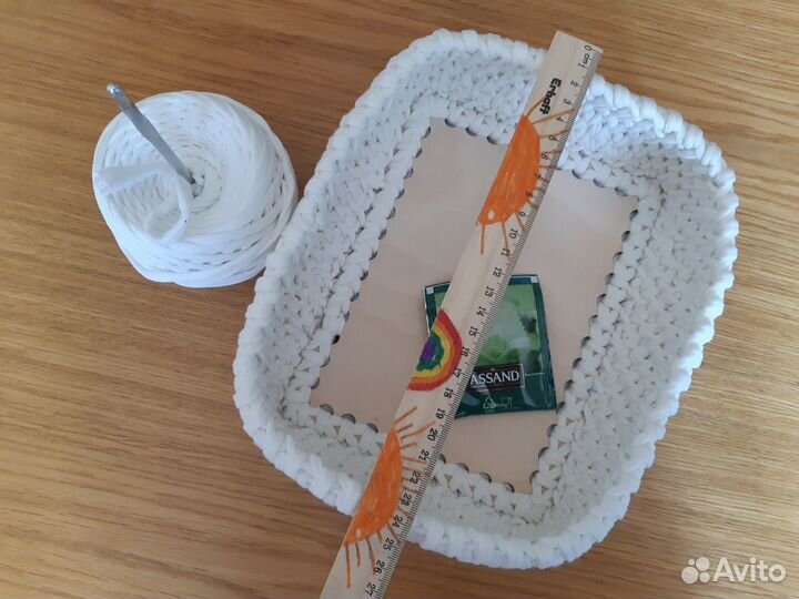 Корзинка из хб пряжи белая