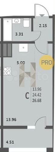 Квартира-студия, 26,7 м², 7/18 эт.