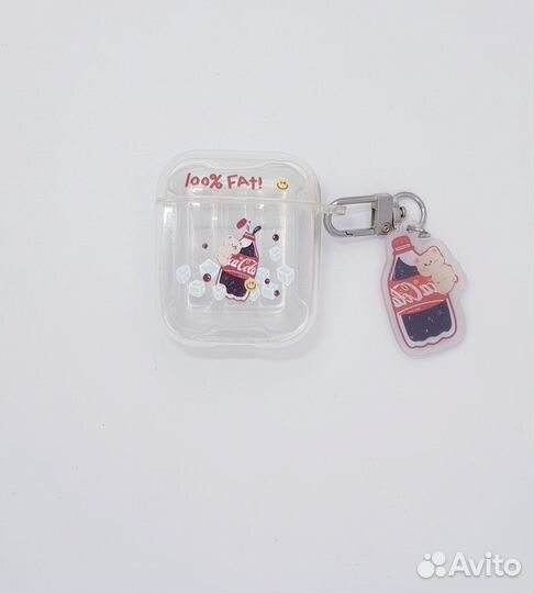 Чехол для Airpods 1/2 серия Coca Cola (с брелком)