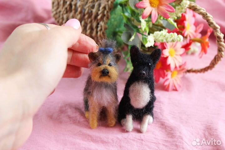 Йоркширский терьер, той терьер. Фигурки из шерсти