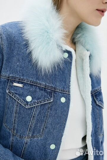 Джинсовая куртка с мехом песца