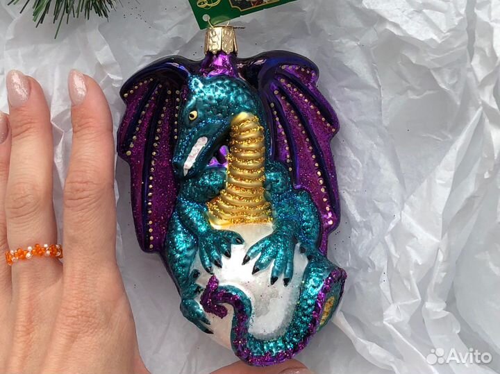 Драконы Новогодняя игрушка стеклянная коллекционна