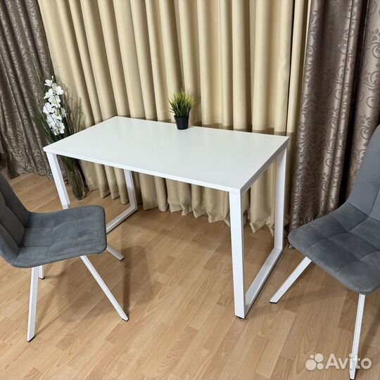Кухонный стол Лофт 120*60 см. Белые ножки