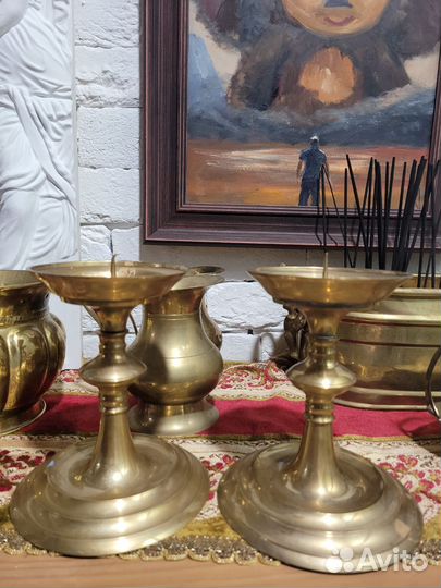 Бронзовые, подсвечники,чаши,кувшины,Европа,винтаж
